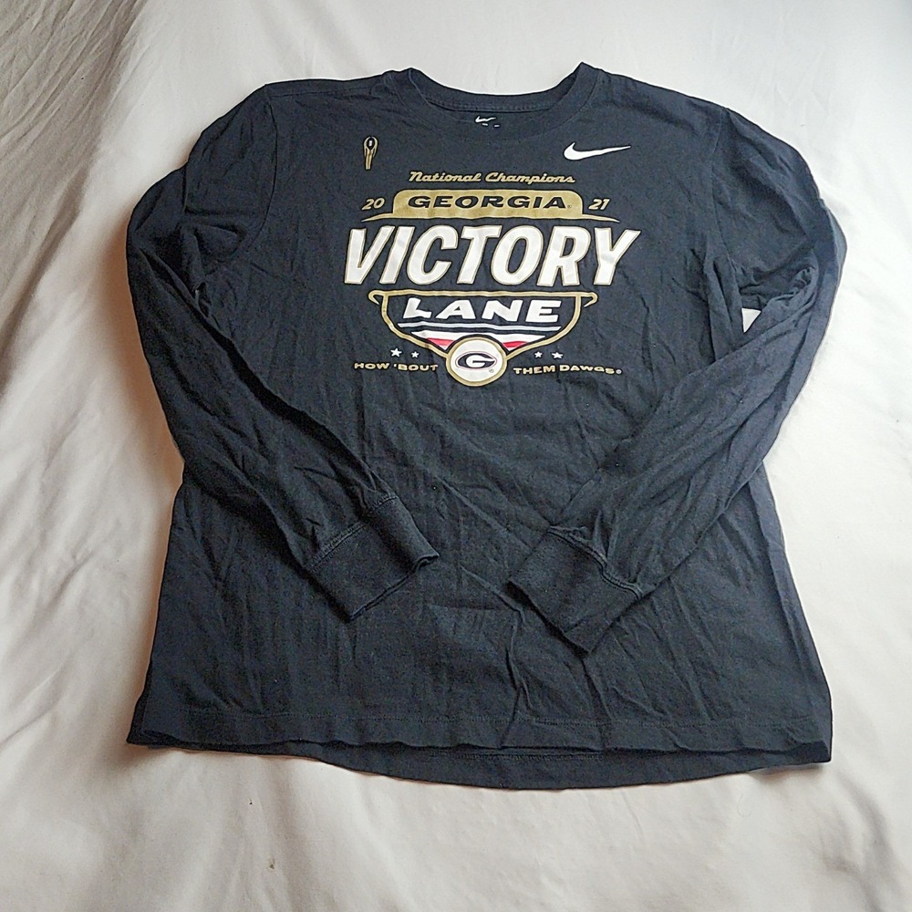 Nike Georgia Bulldogs 2021 National Champions Long Sleeve Tee Black Size Medium